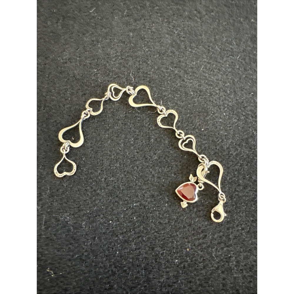 Retired Silpada SPREAD LOVE Sterling Silver Hammered Heart Link Bracelet +Charm